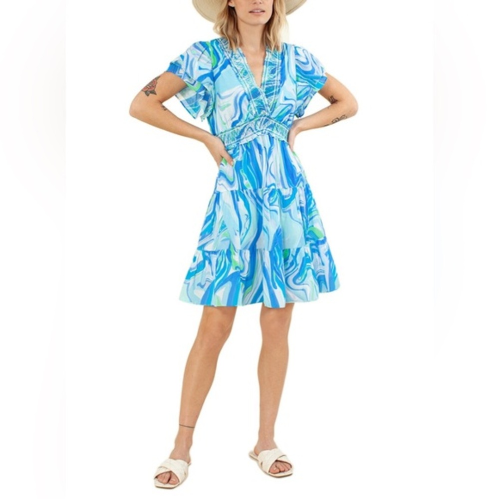 HALE BOB - Printed Smocked Mini Dress - NEW